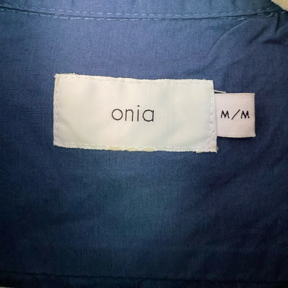Onia Men’s Shirt 100% Cotton Button Down Shirt Short Sleeve Blue New size Medium - Picture 6 of 9